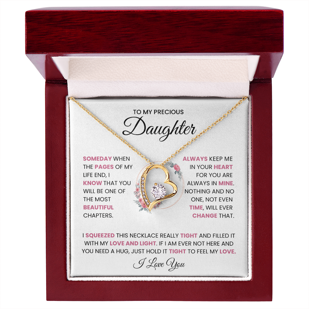 To My Precious Daughter “Beautiful Chapter of My Life” Heartfelt Gift Necklace