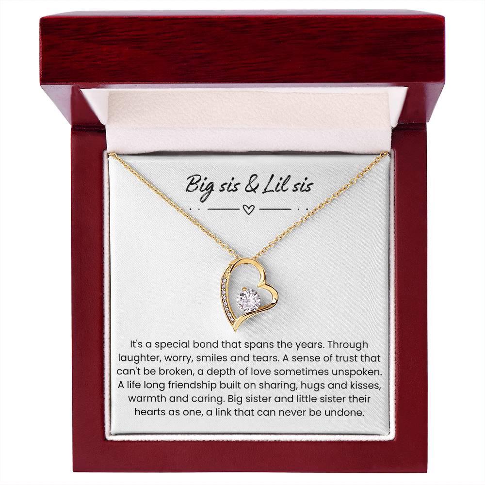 Big Sister & Little Sister – ''Hearts Linked as One'' Forever Love Necklace