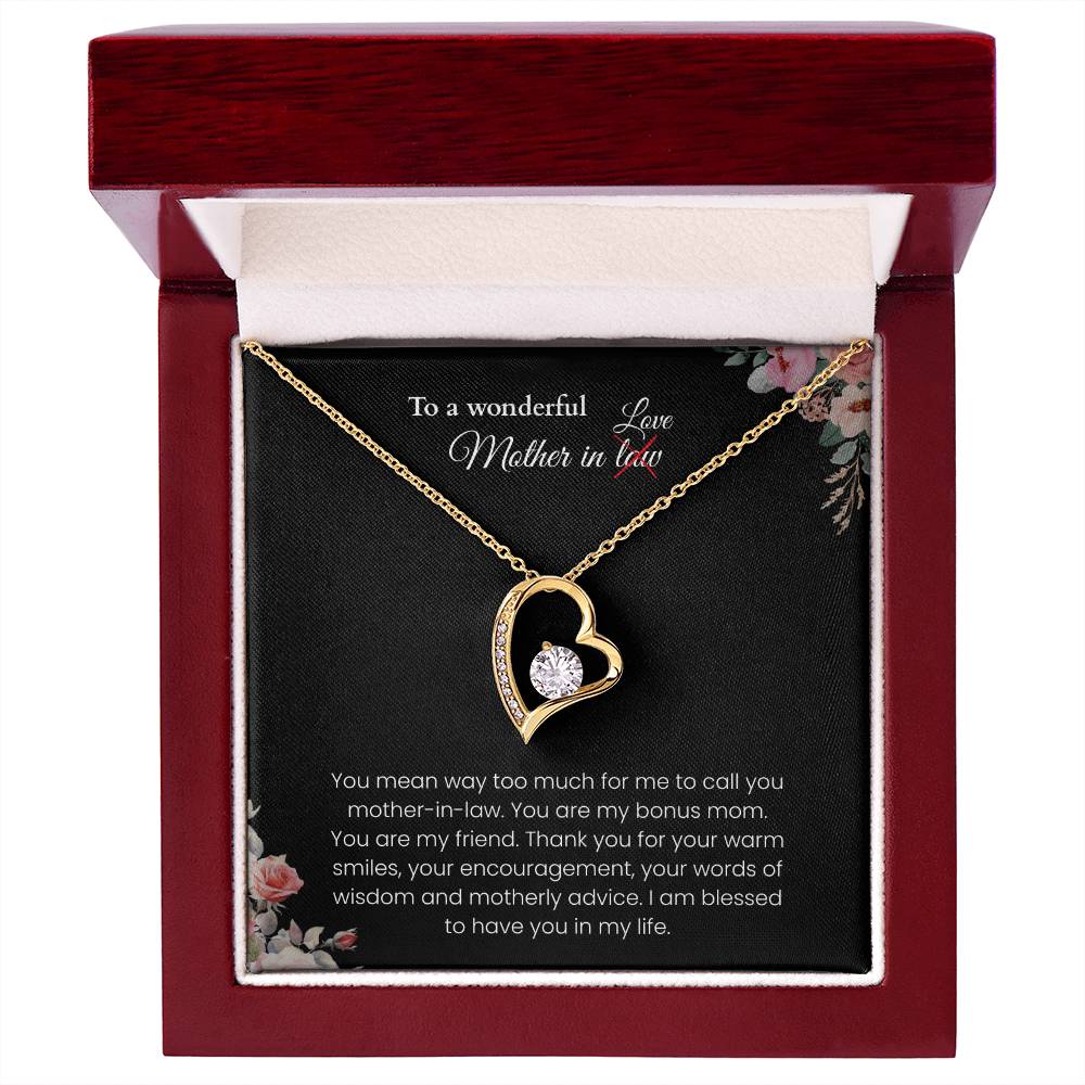 To My Mother-in-Law - "You Are My Bonus Mom" Forever Love Necklace