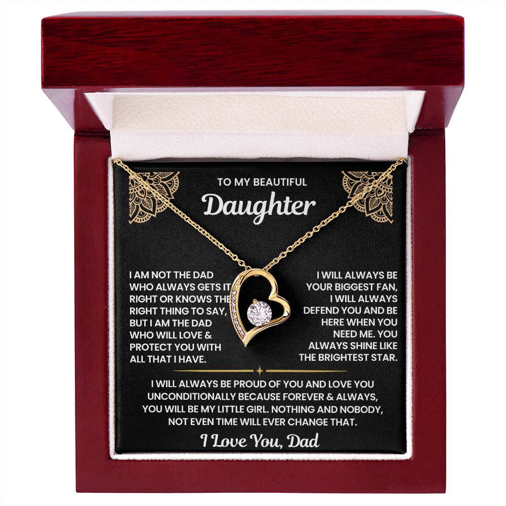To My Daughter-"You Will Be My Little Girl" Forever Love Necklace