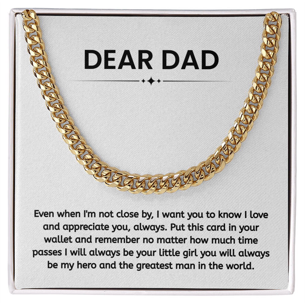 Dad Gift – Heartfelt “My Hero” Cuban Link Chain