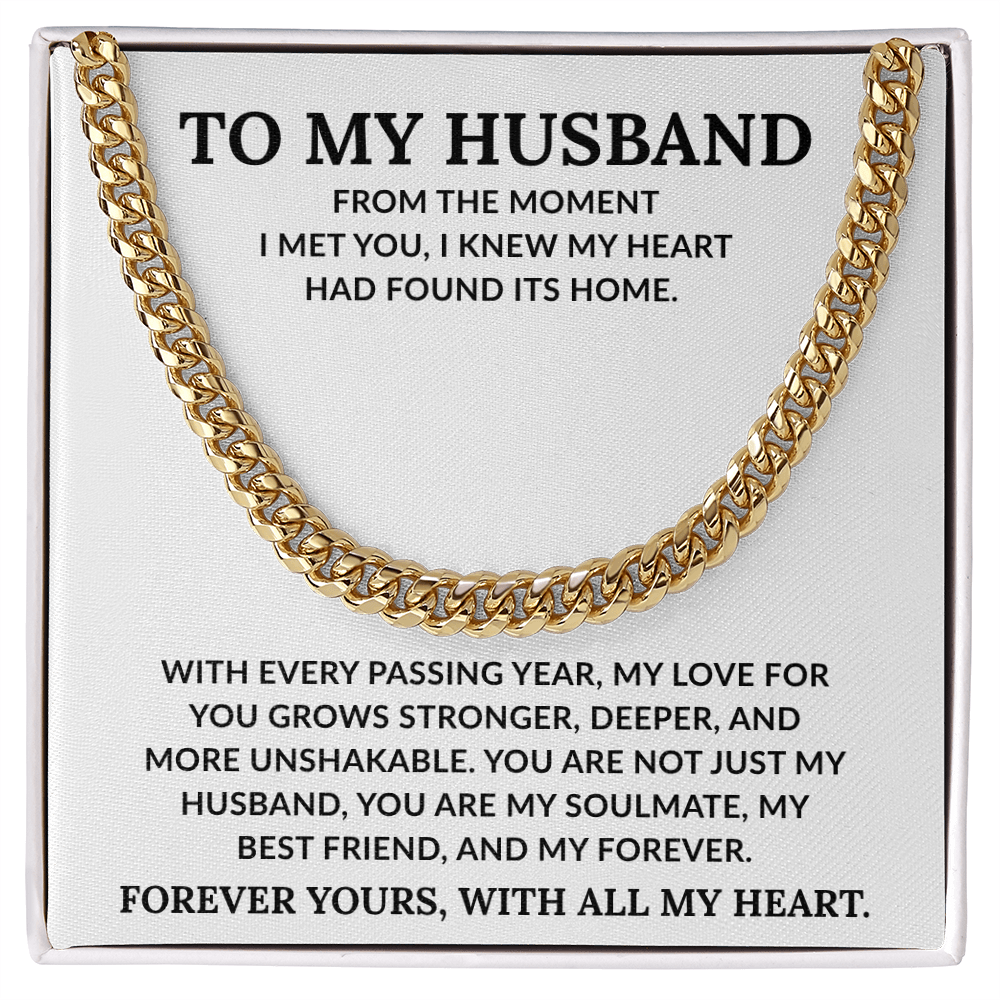 To My Husband: ''Forever Yours'' Cuban Link Chain