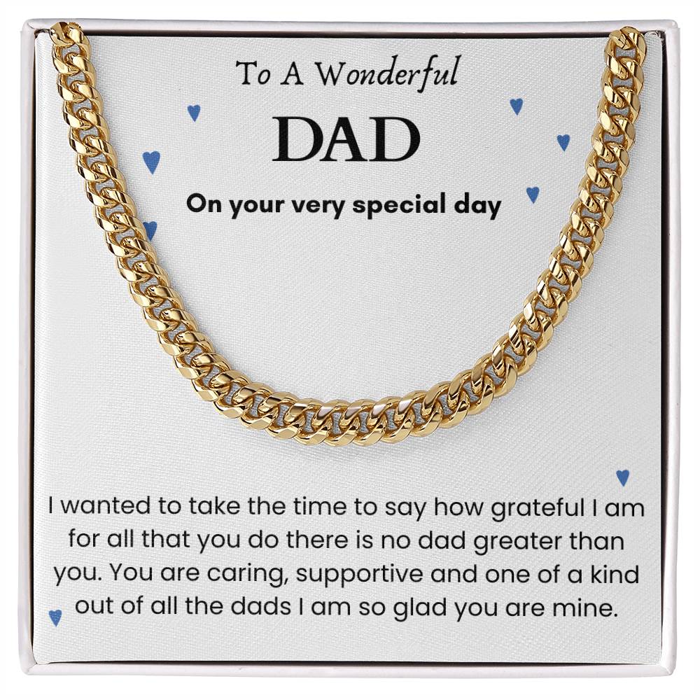 To A Wonderful Dad - "On Your Special Day" Cuban Link Chain