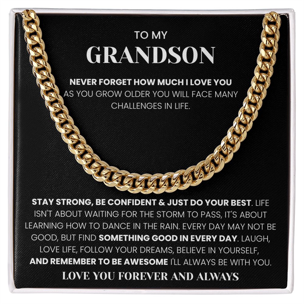 To My Grandson: "Be Awesome" Inspirational Gift Necklace