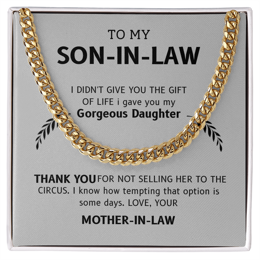 To My Son-in-Law – "Thanks for Loving My Daughter" Cuban Link Chain