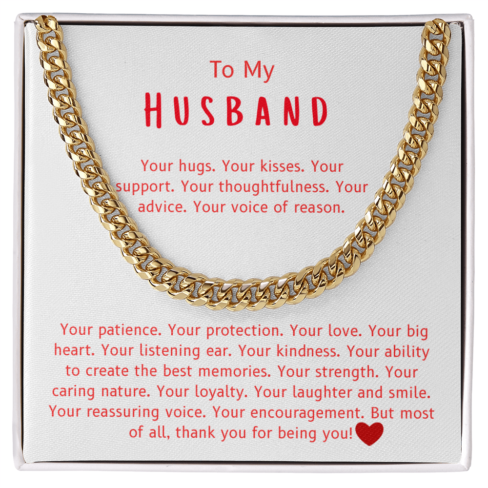 To My Husband – “Thank You for Being You” Cuban Link Chain
