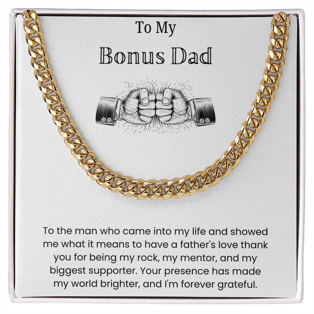 To My Bonus Dad - "Forever Grateful" Cuban Link Chain