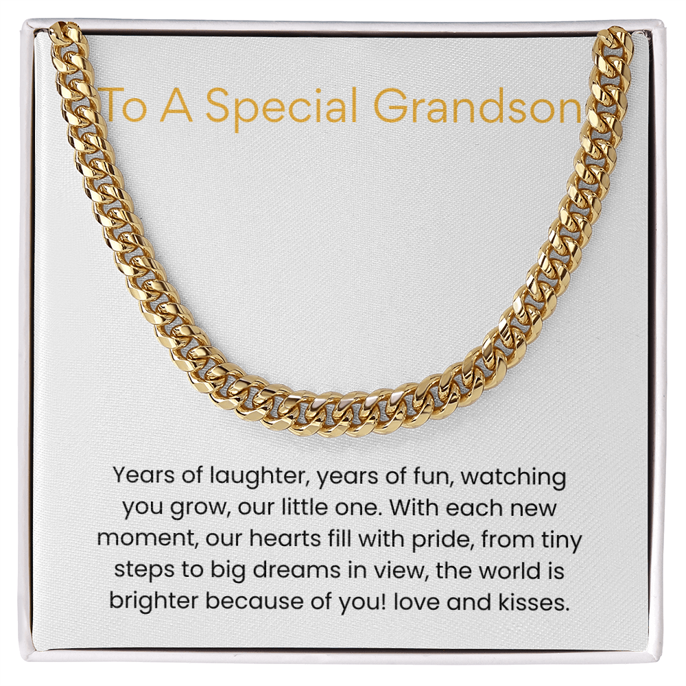 To My Grandson – “Two Years of Joy” Cuban Link Chain