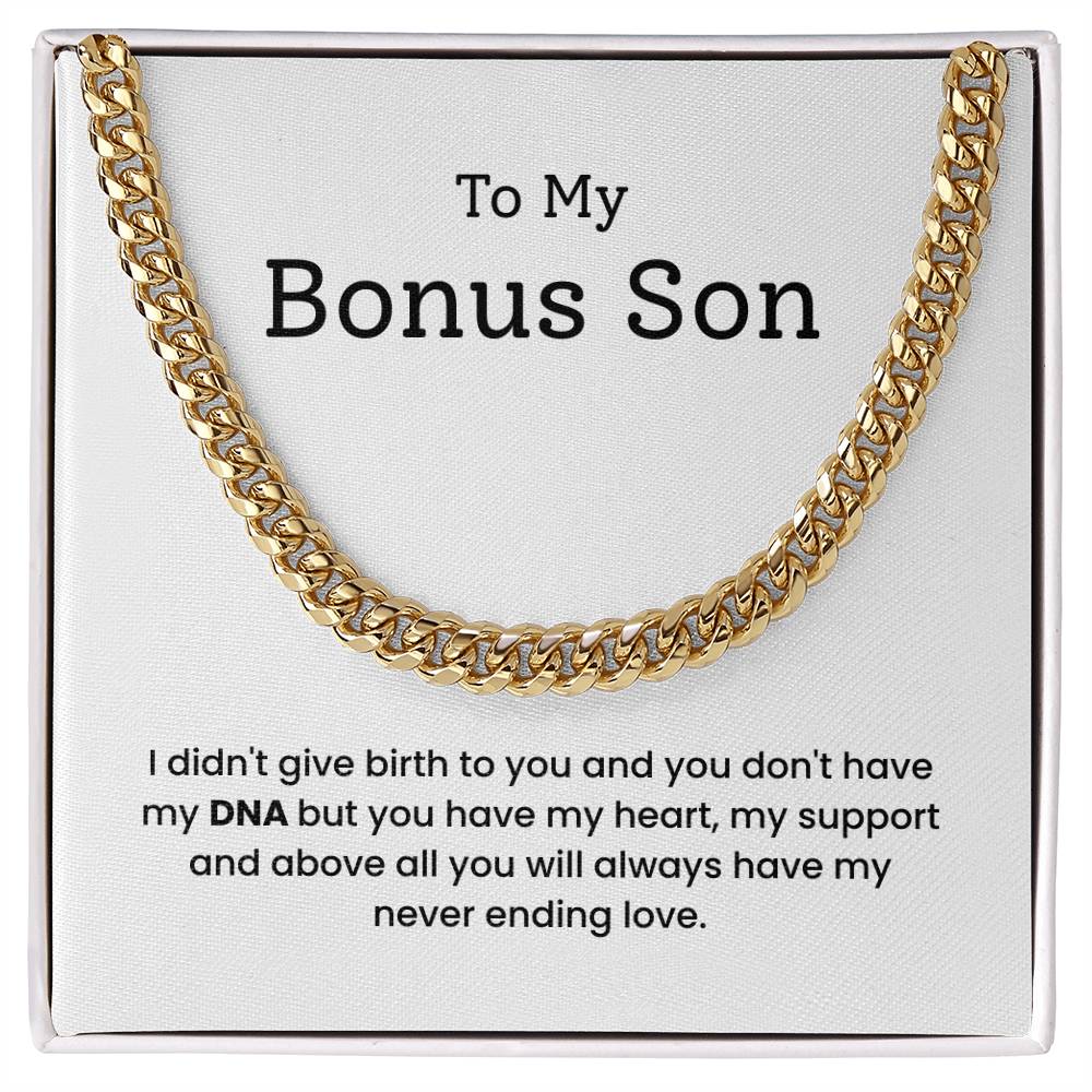 To My Bonus Son  – “You Have My Heart” Cuban Link Chain