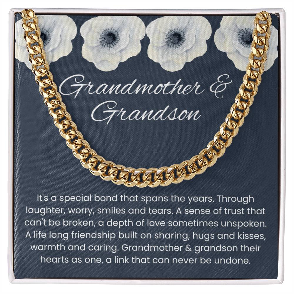 To My Grandson – “Hearts as One” Cuban Link Chain