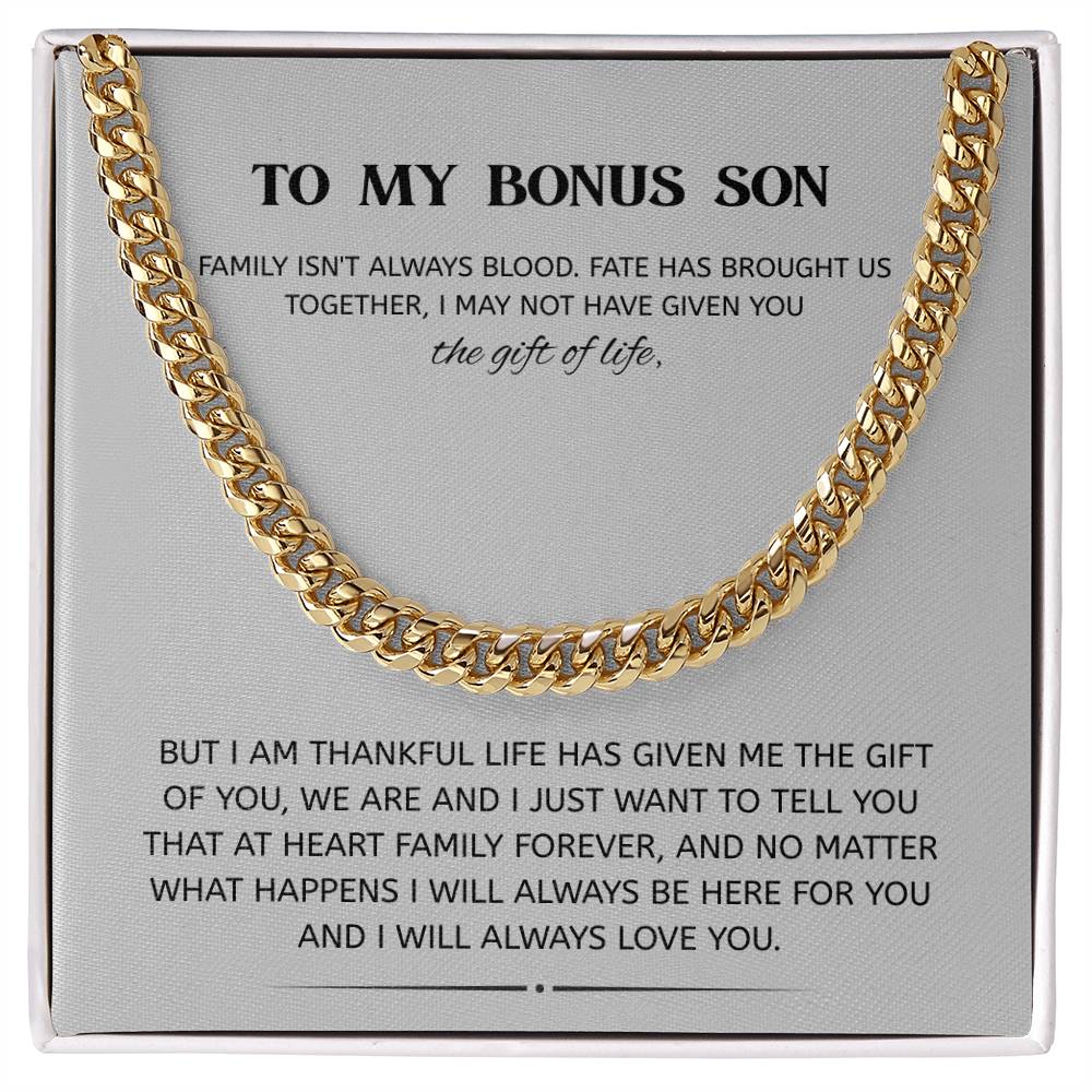 To My Bonus Son – “Family Forever” Cuban Link Chain