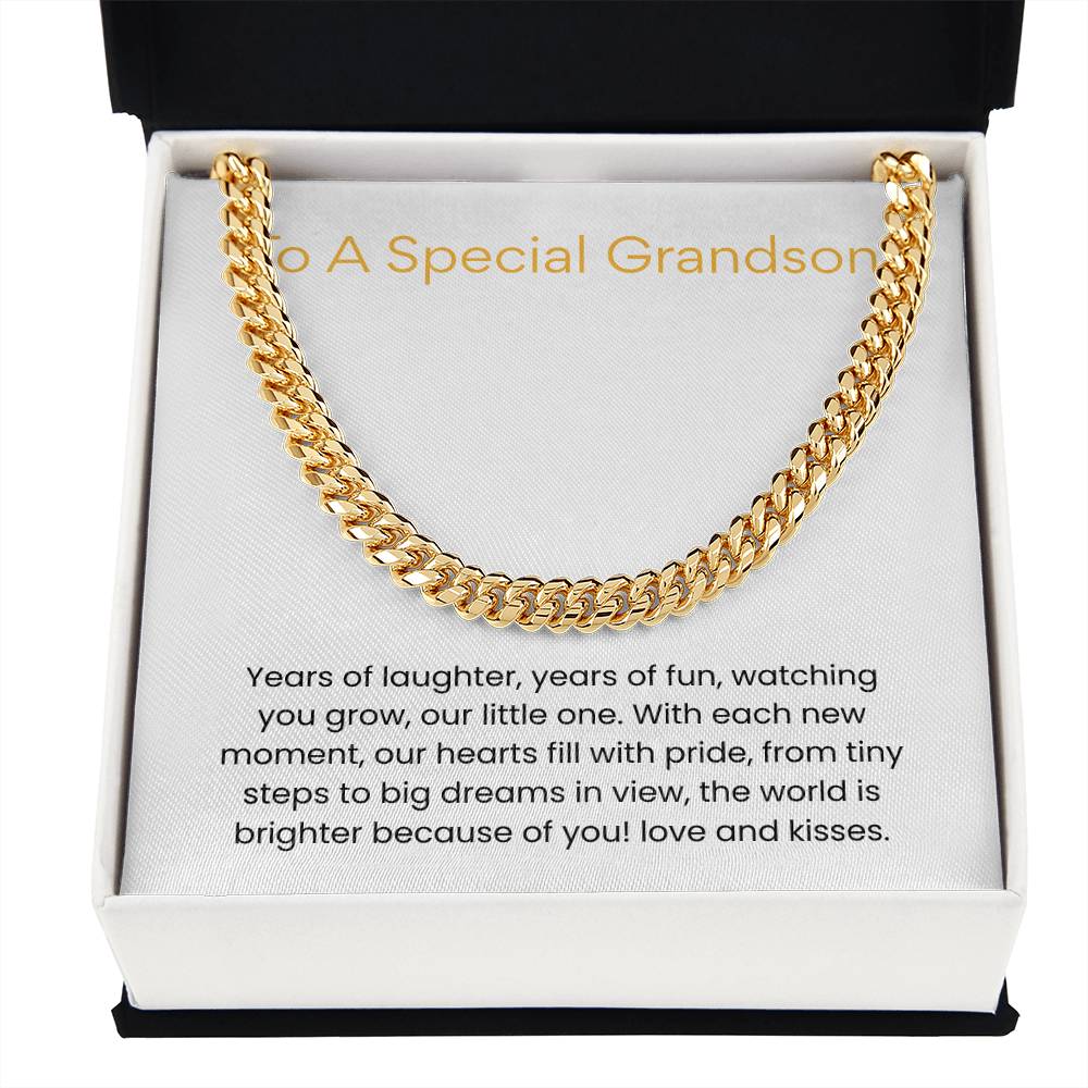 To My Grandson – “Two Years of Joy” Cuban Link Chain