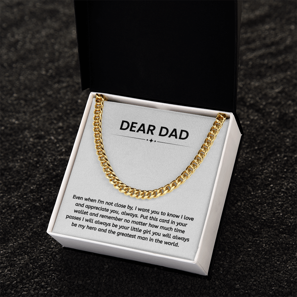 Dad Gift – Heartfelt “My Hero” Cuban Link Chain