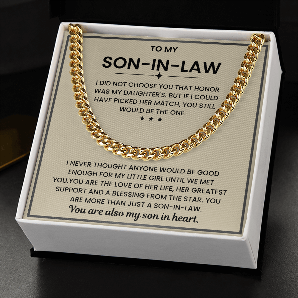 To My Son-in-Law – “You Are Also My Son in Heart” Cuban Link Chain