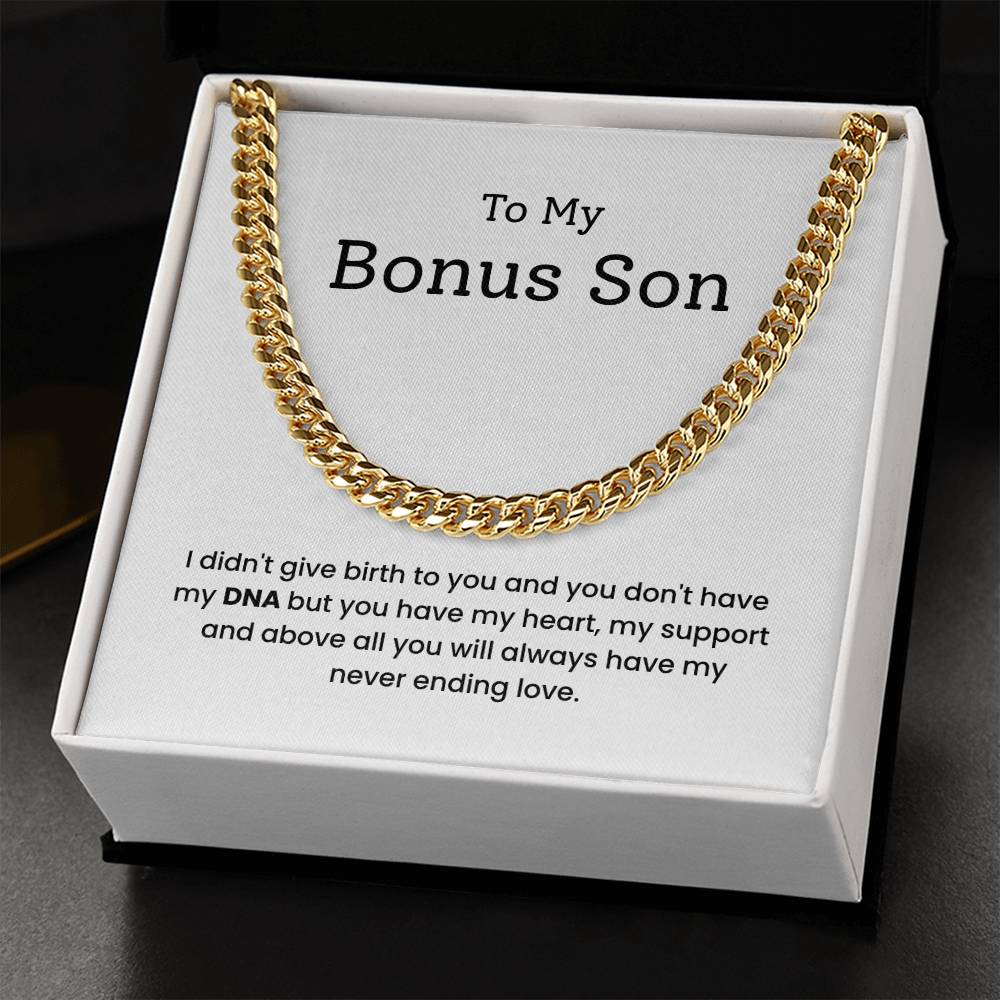 To My Bonus Son  – “You Have My Heart” Cuban Link Chain