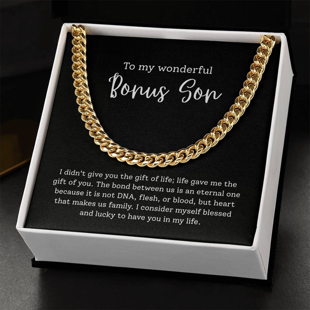 To My Bonus Son – “Heart Made Family” Cuban Link Chain
