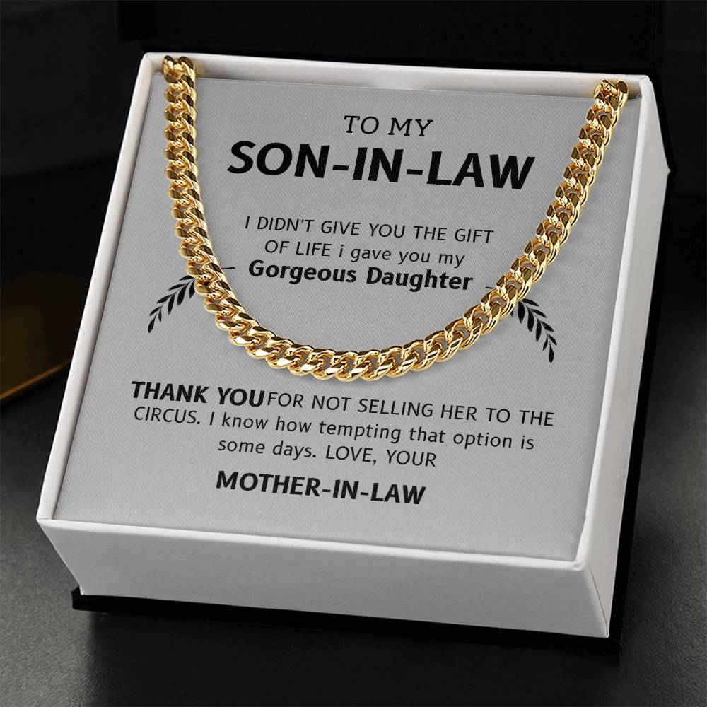 To My Son-in-Law – "Thanks for Loving My Daughter" Cuban Link Chain