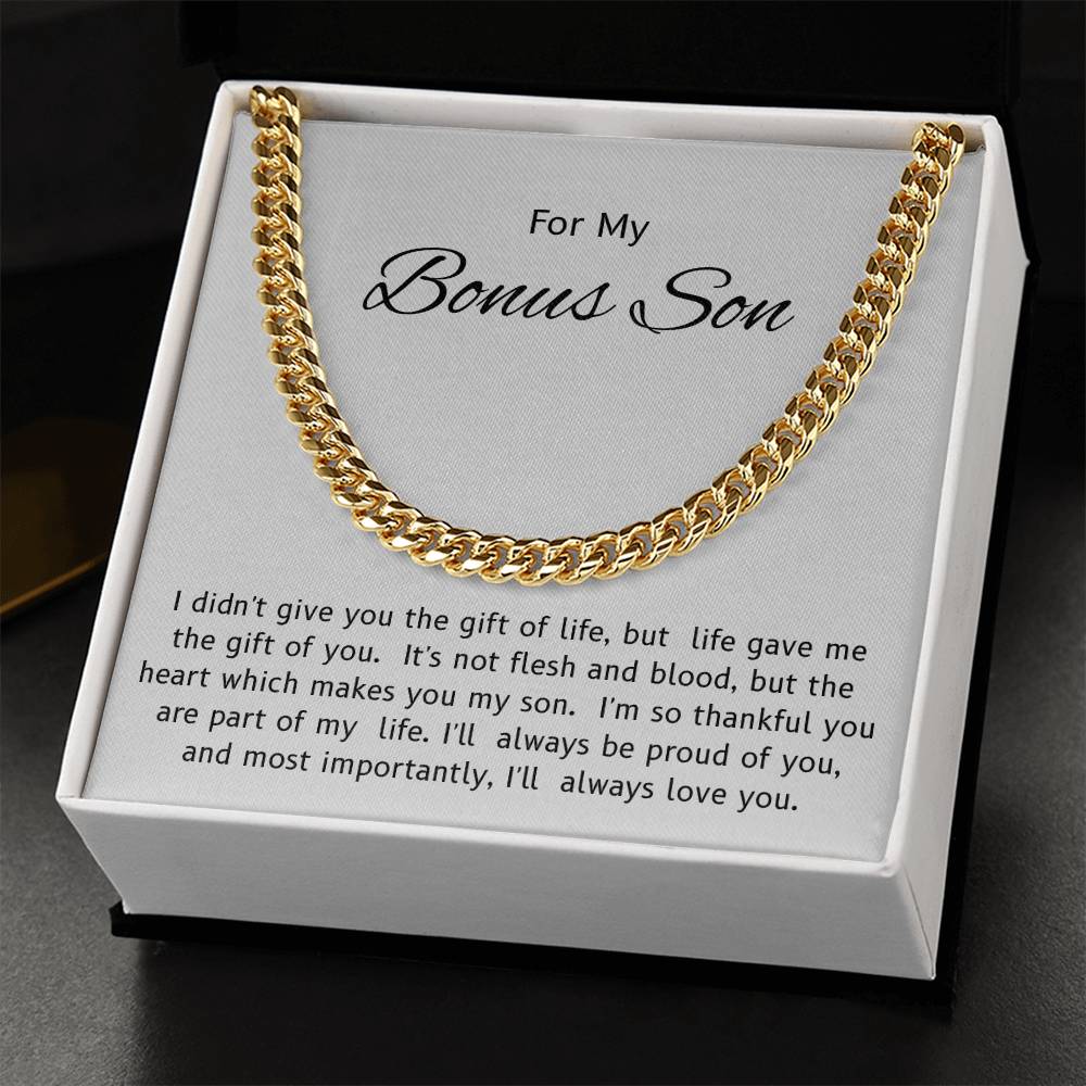 To My Bonus Son – “Life's Greatest Gift” Cuban Link Chain