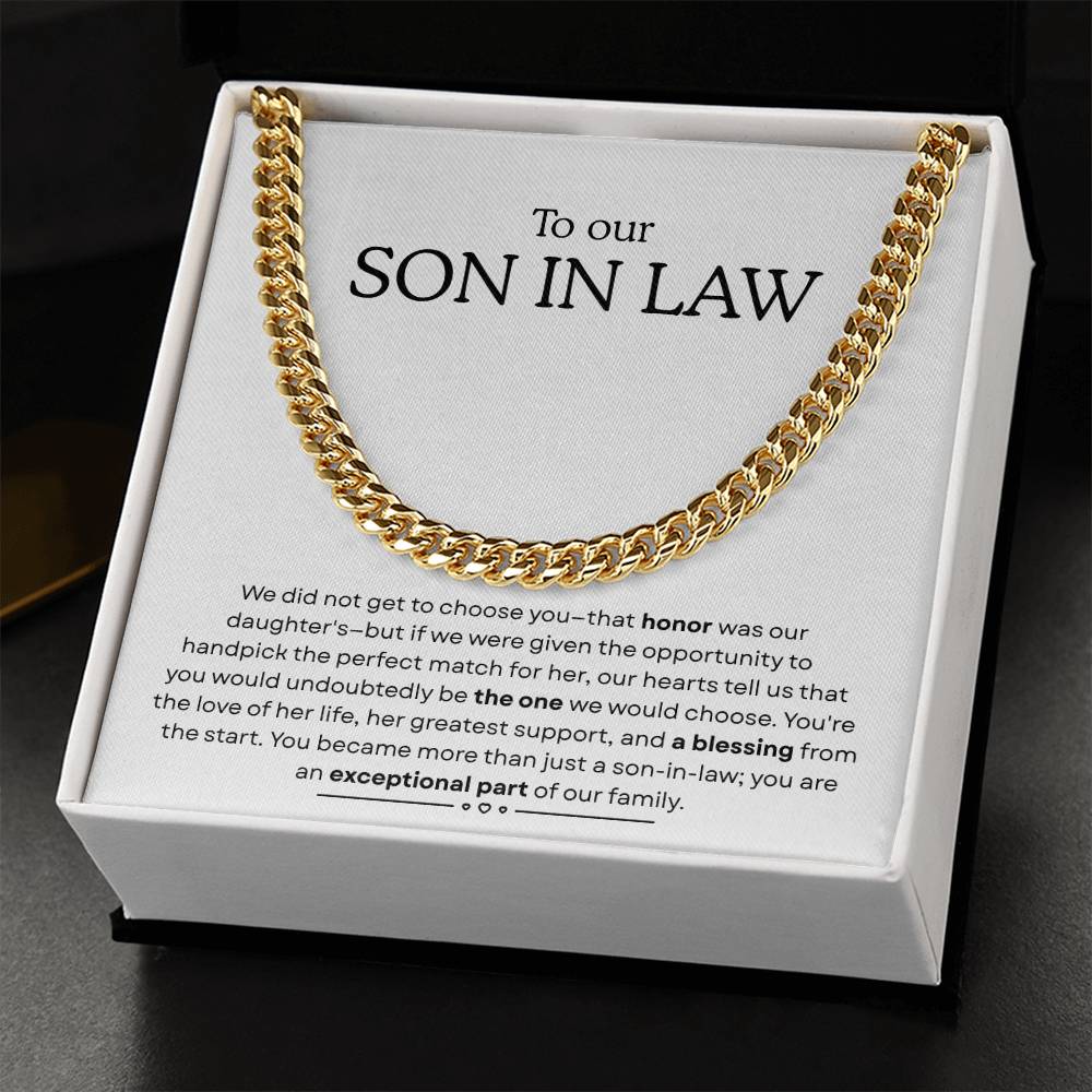 To My Son-in-Law – “Chosen by the Heart” Cuban Link Chain