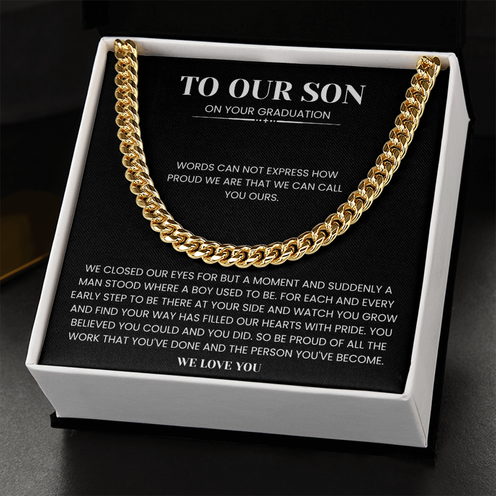 To Our Son - "Proud of the Man You've Become" Heartfelt Gift Jewelry