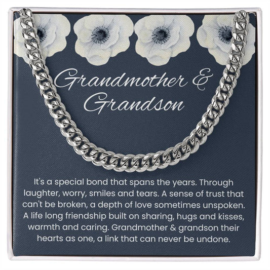 To My Grandson – “Hearts as One” Cuban Link Chain
