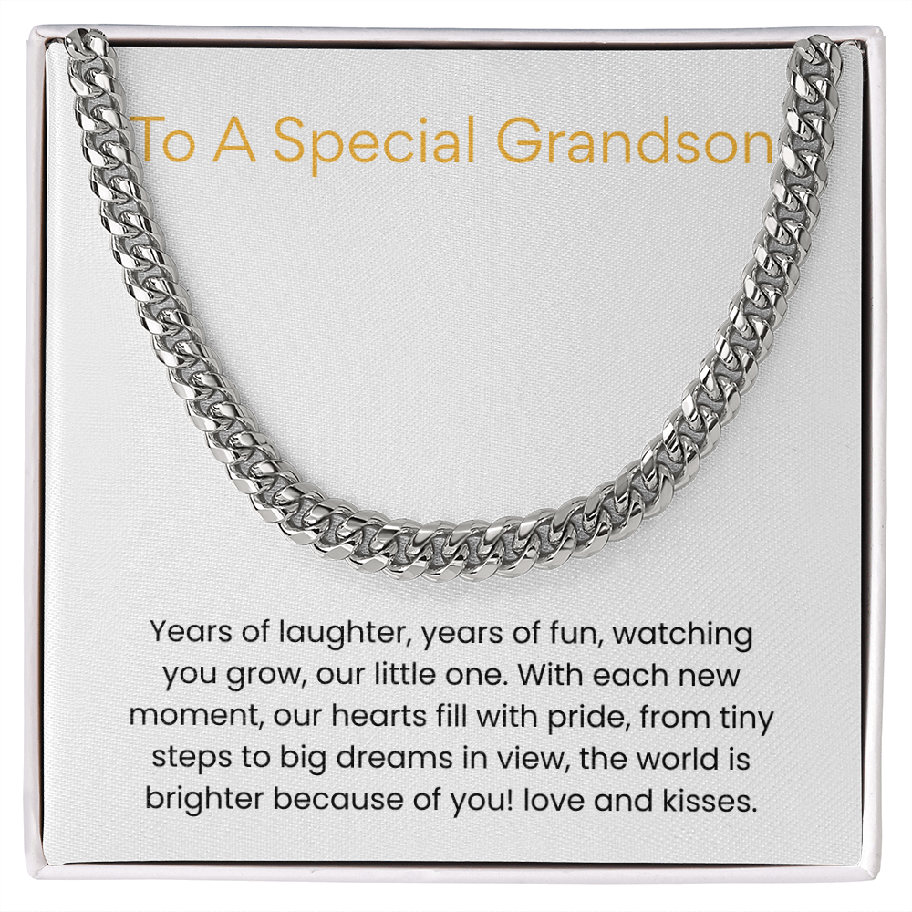 To My Grandson – “Two Years of Joy” Cuban Link Chain