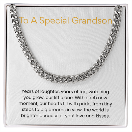 To My Grandson – “Two Years of Joy” Cuban Link Chain