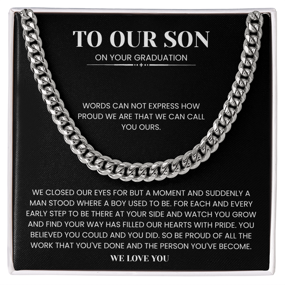 To Our Son - "Proud of the Man You've Become" Heartfelt Gift Jewelry