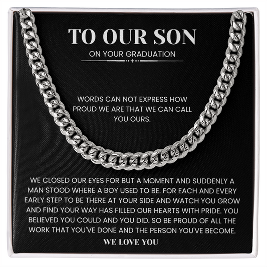 To Our Son - "Proud of the Man You've Become" Heartfelt Gift Jewelry