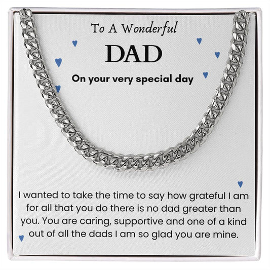 To A Wonderful Dad - "On Your Special Day" Cuban Link Chain