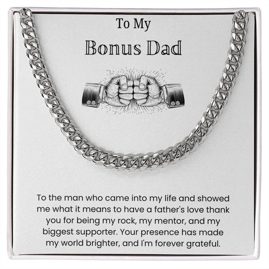 To My Bonus Dad - "Forever Grateful" Cuban Link Chain