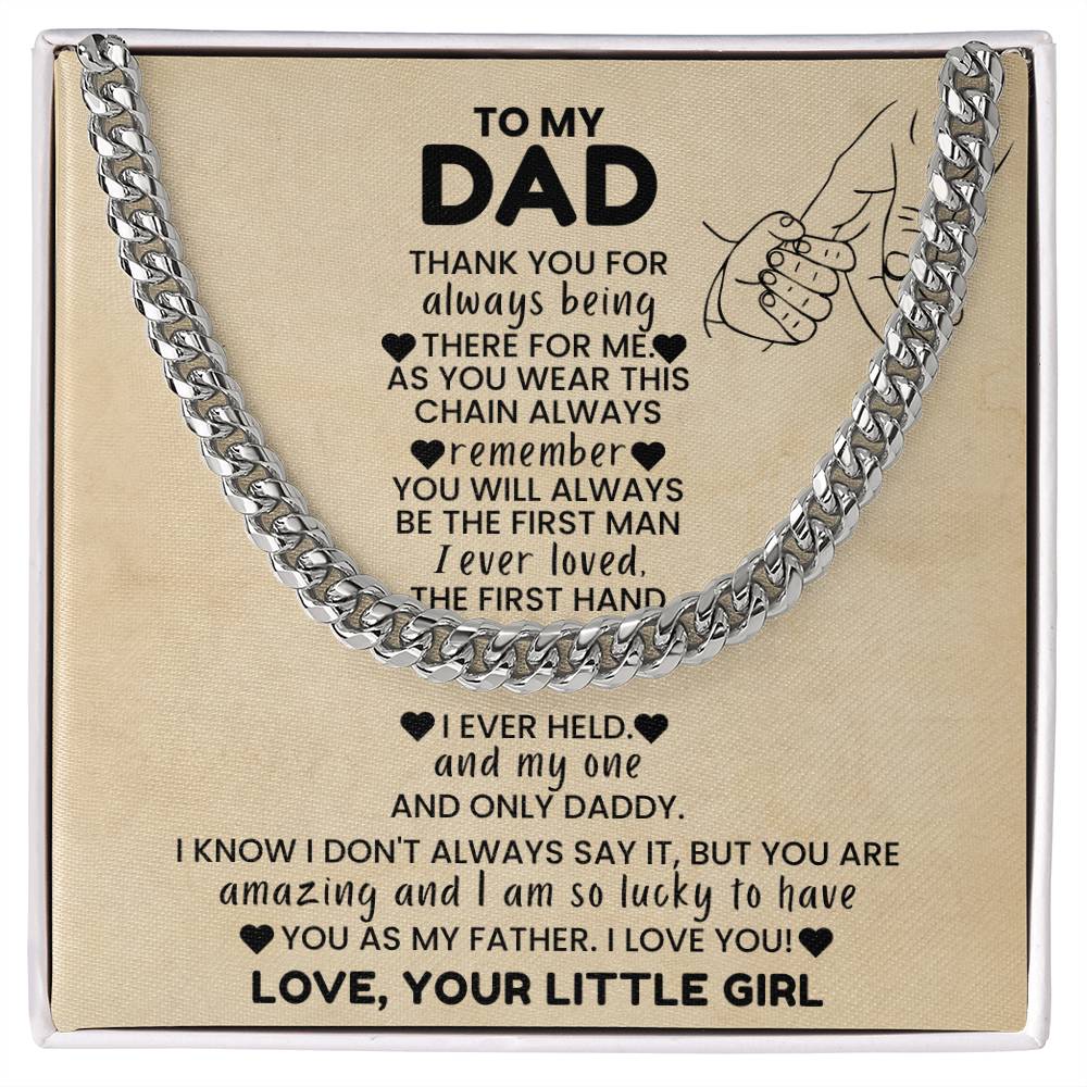To My Dad - "My First & Forever Hero" Cuban Link Chain