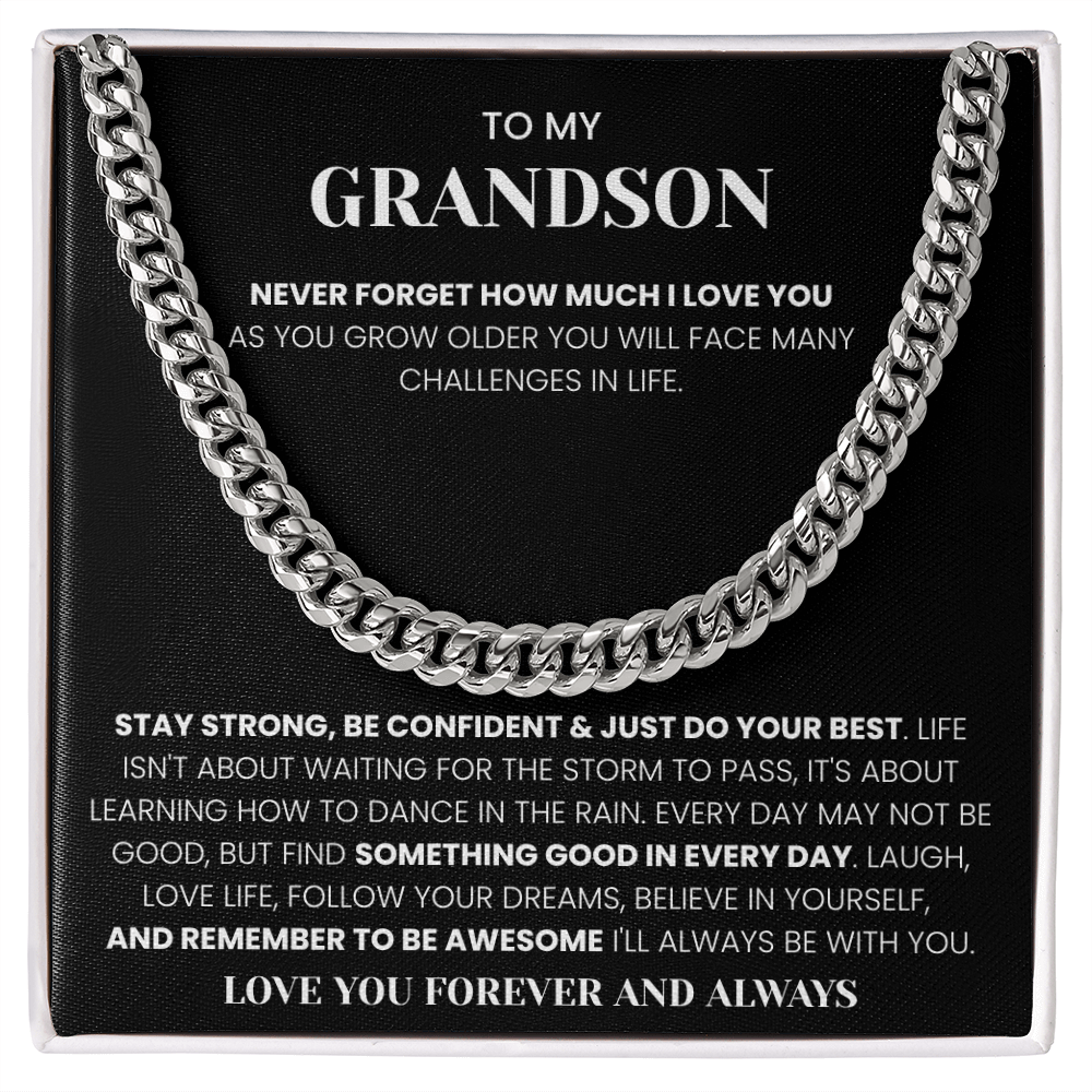 To My Grandson: "Be Awesome" Inspirational Gift Necklace