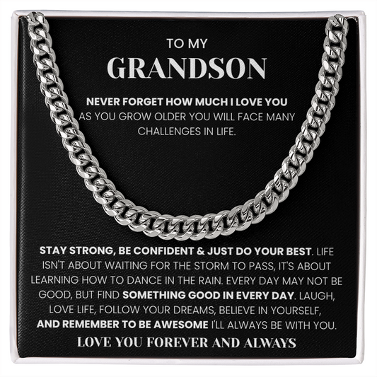 To My Grandson: "Be Awesome" Inspirational Gift Necklace
