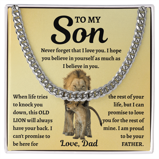 To My Son - "Always Have Your Back" Cuban Link Chain