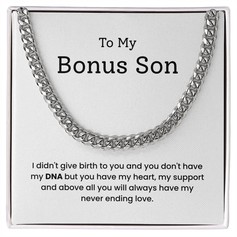 To My Bonus Son  – “You Have My Heart” Cuban Link Chain