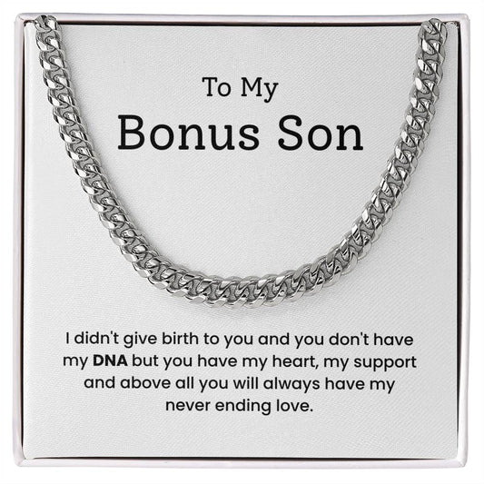 To My Bonus Son  – “You Have My Heart” Cuban Link Chain