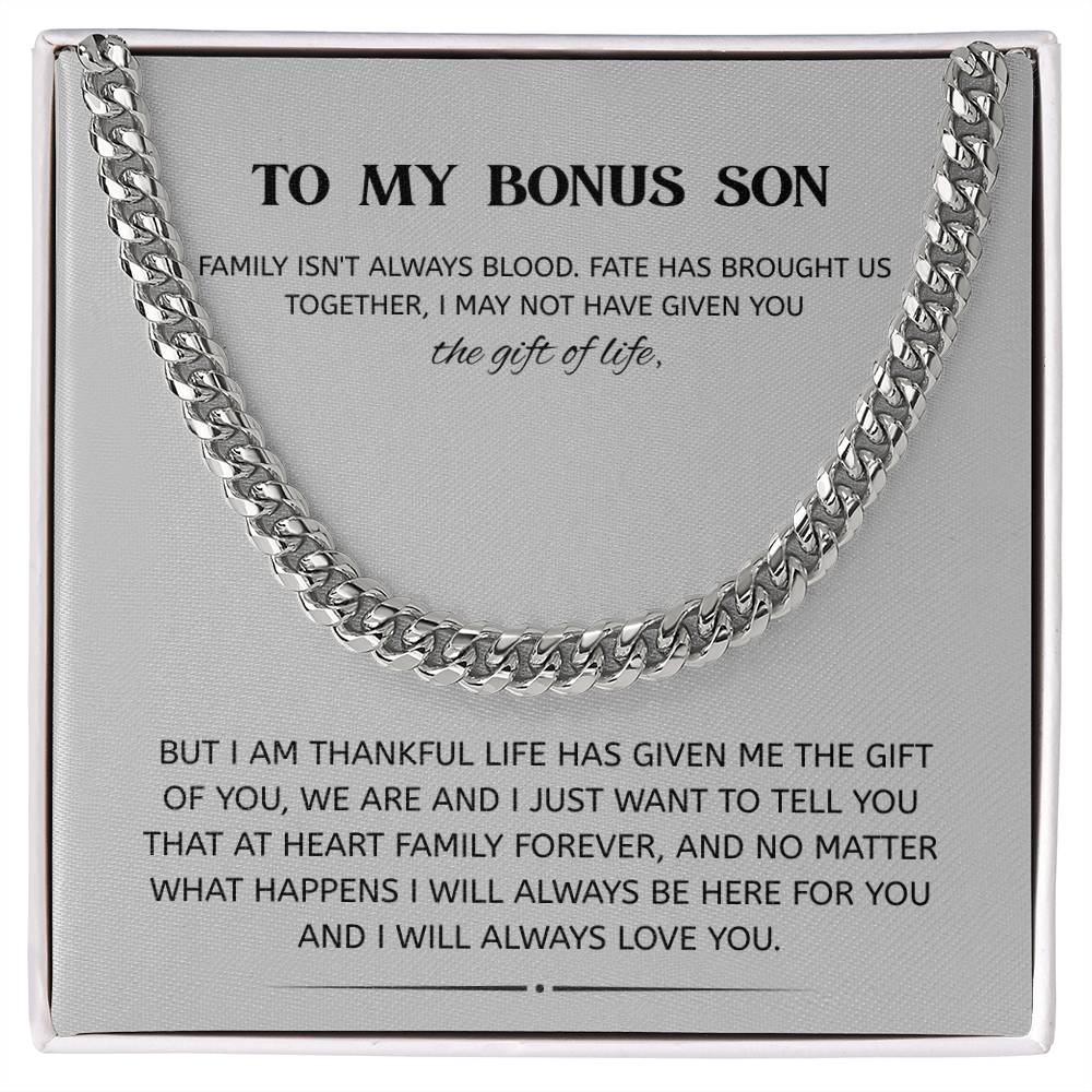 To My Bonus Son – “Family Forever” Cuban Link Chain