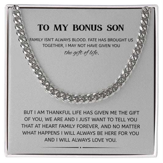 To My Bonus Son – “Family Forever” Cuban Link Chain