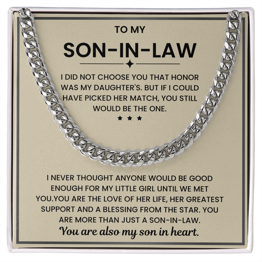 To My Son-in-Law – “You Are Also My Son in Heart” Cuban Link Chain