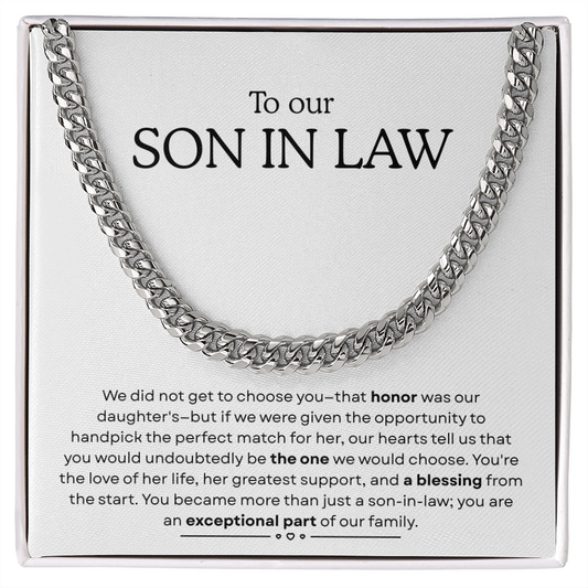 To My Son-in-Law – “Chosen by the Heart” Cuban Link Chain