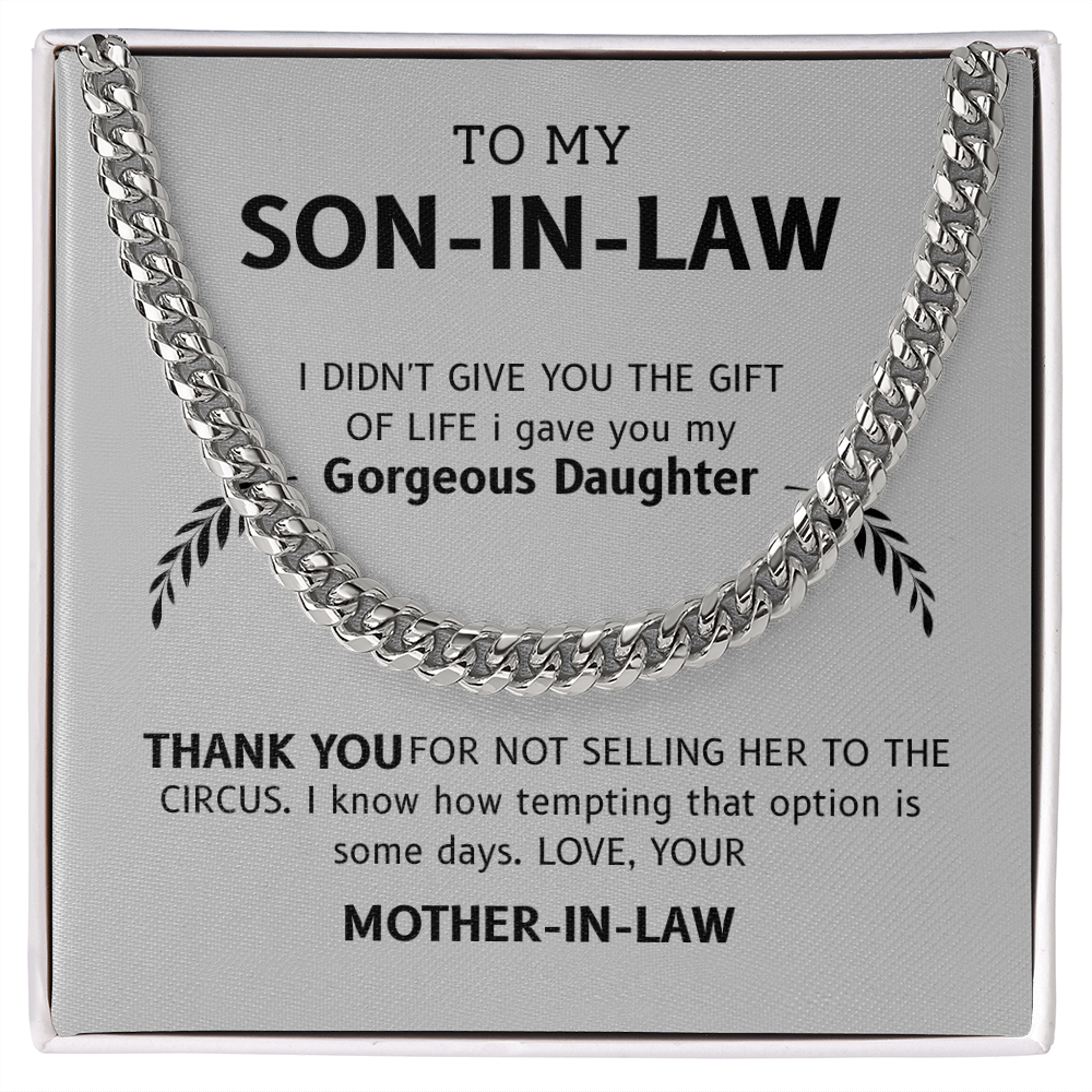 To My Son-in-Law – "Thanks for Loving My Daughter" Cuban Link Chain