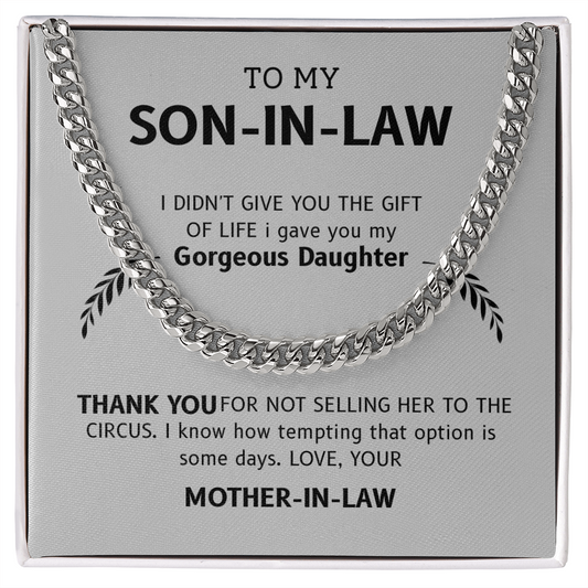 To My Son-in-Law – "Thanks for Loving My Daughter" Cuban Link Chain