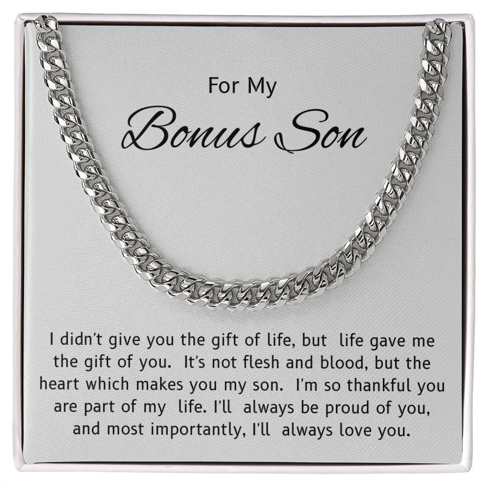 To My Bonus Son – “Life's Greatest Gift” Cuban Link Chain
