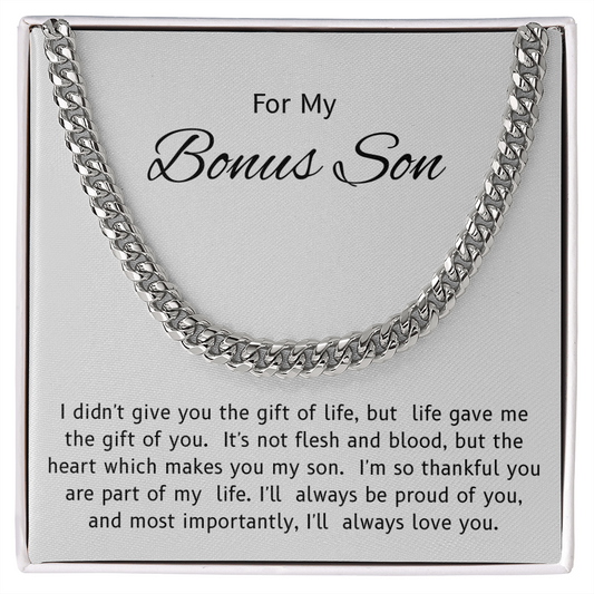 To My Bonus Son – “Life's Greatest Gift” Cuban Link Chain