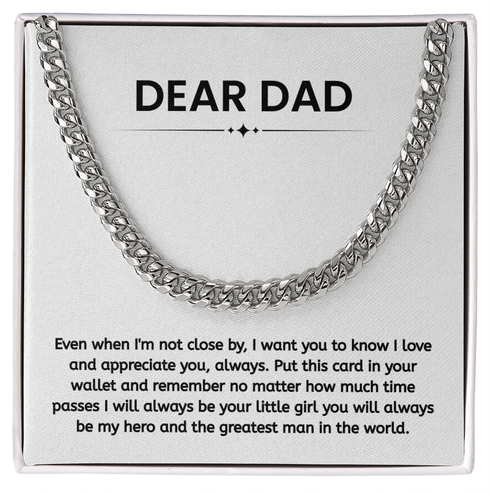Dad Gift – Heartfelt “My Hero” Cuban Link Chain