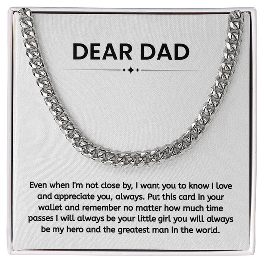 Dad Gift – Heartfelt “My Hero” Cuban Link Chain