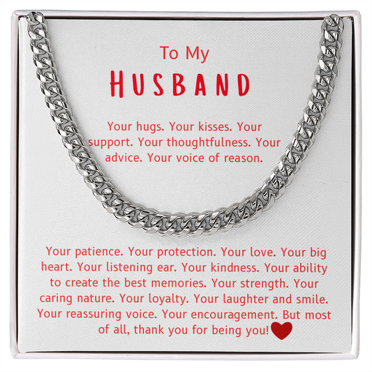 To My Husband – “Thank You for Being You” Cuban Link Chain