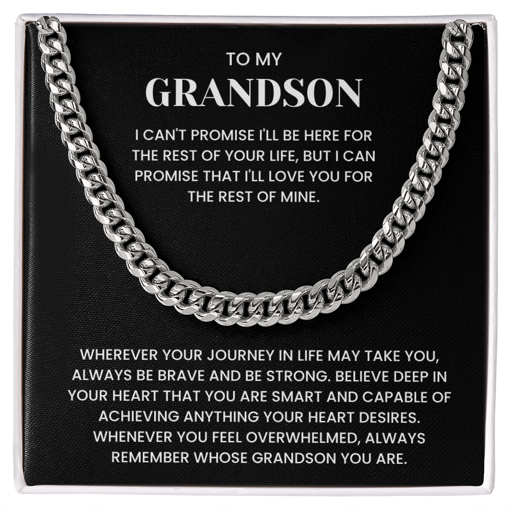 To My Grandson: "Be Brave & Strong" Sentimental Gift Necklace