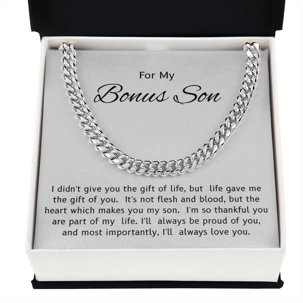 To My Bonus Son – “Life's Greatest Gift” Cuban Link Chain